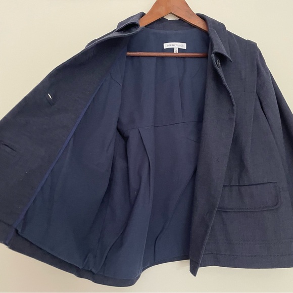 See By Chloe Linen Wool Blazer Boxy Cropped Size 8 Made in Italy Navy Jacket - Picture 8 of 15